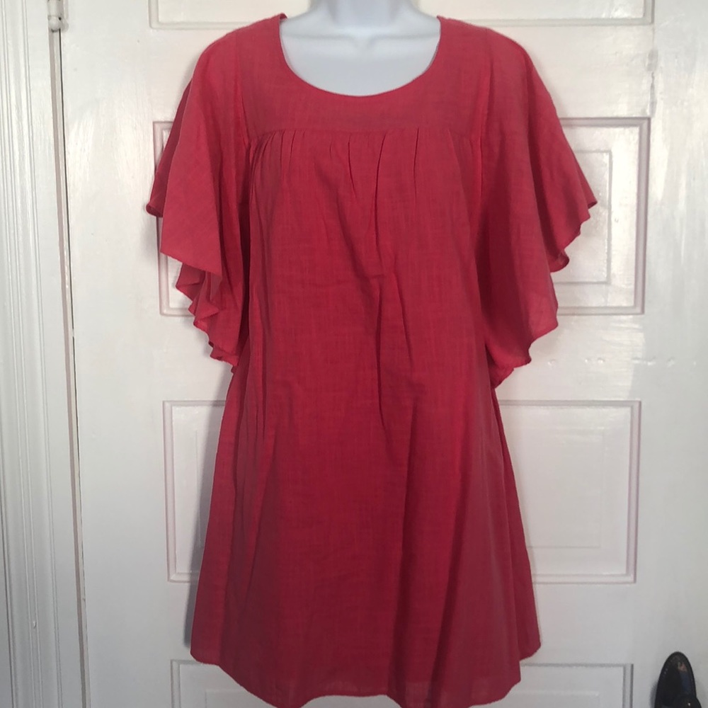 Pink angel sleeve shift with slip